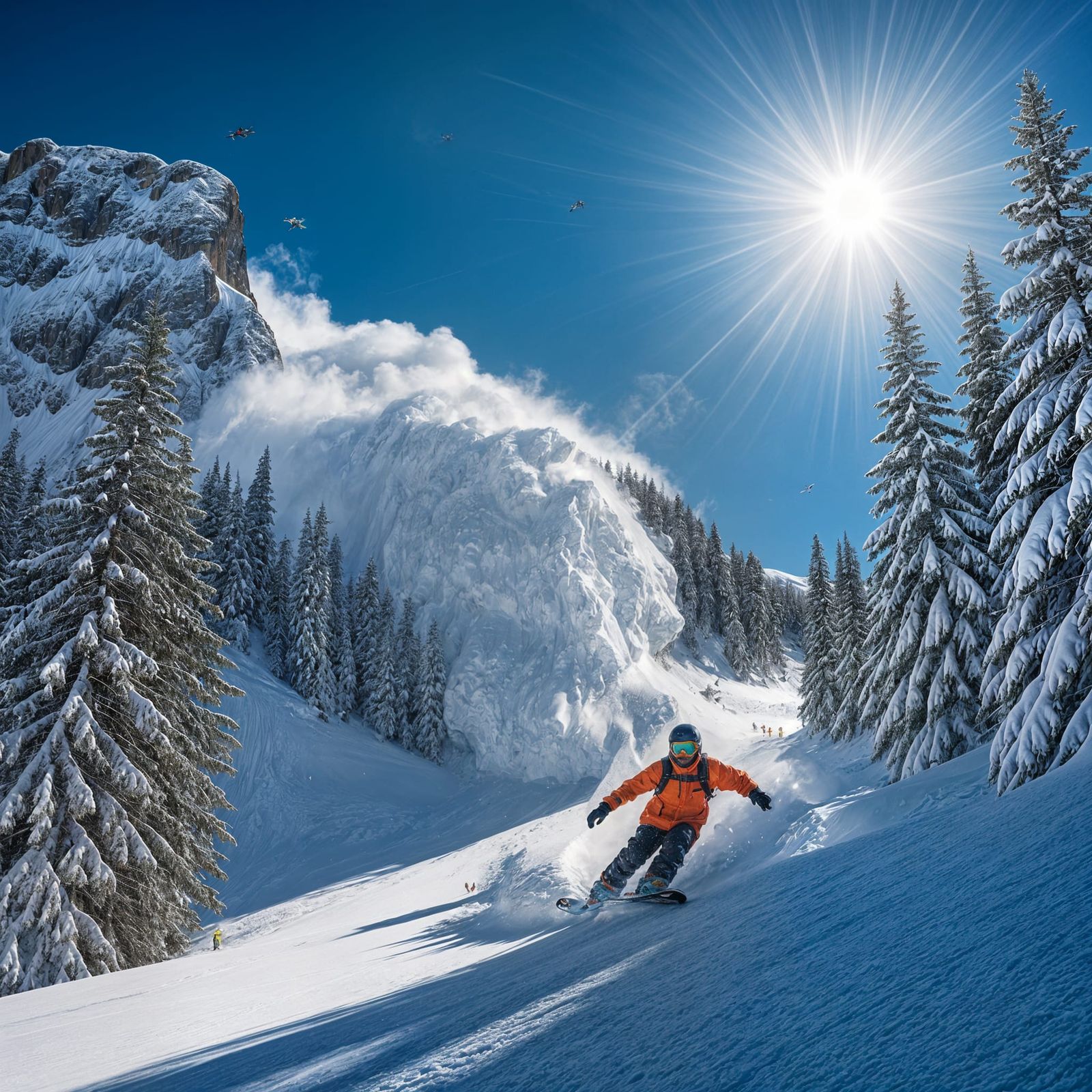 Snowboarder's Desperate Escape Down a Treacherous Avalanche-...