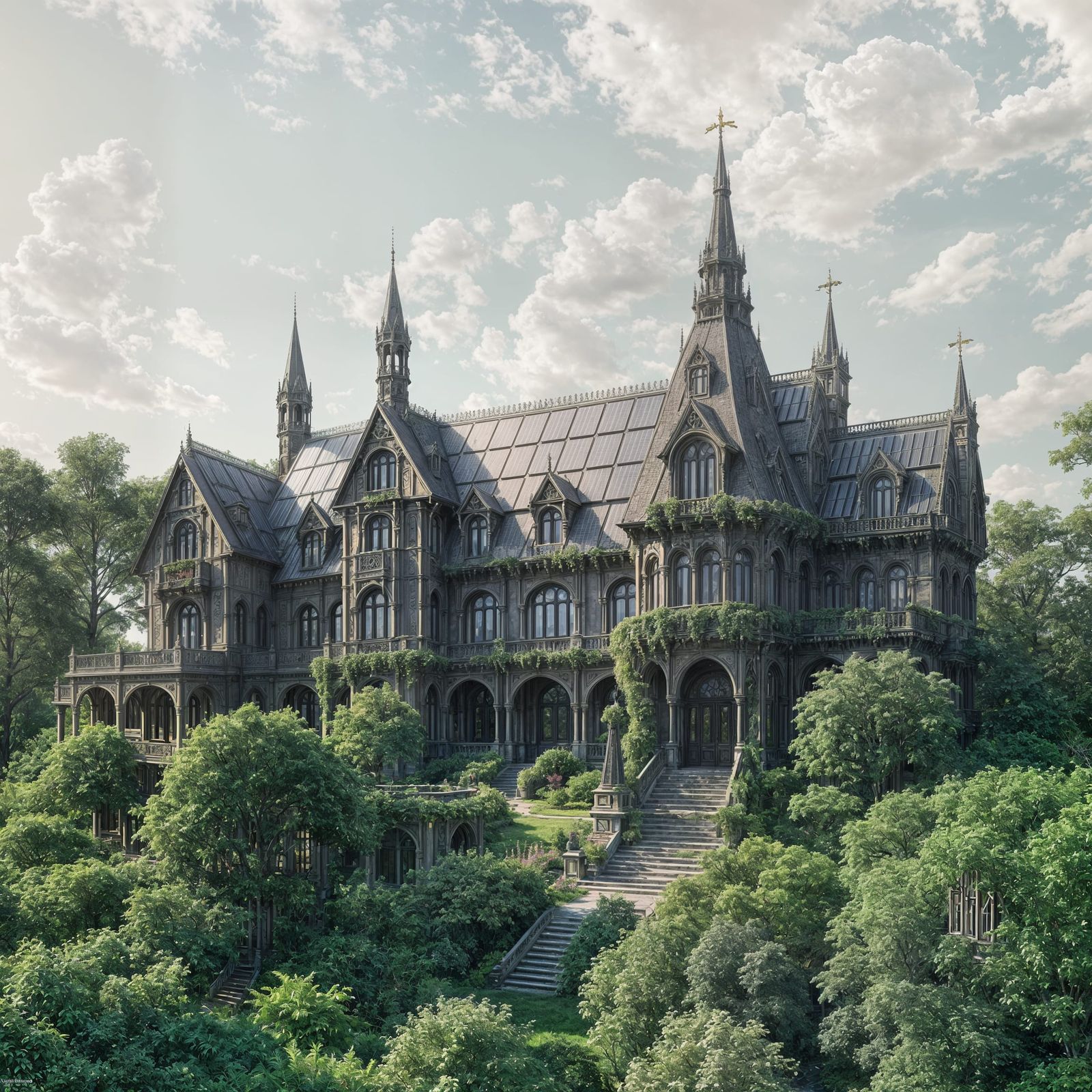 Solarpunk Estate in Perfect Harmony with Nature