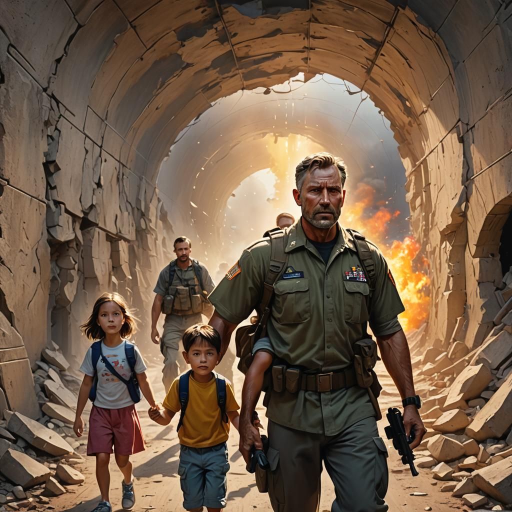 Hyperrealistic Scene of Father Leaving for War