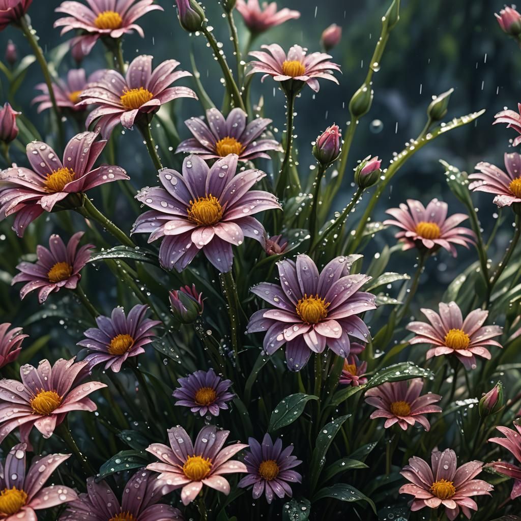 Dew-Kissed Flower: Detailed Matte Painting in 8K