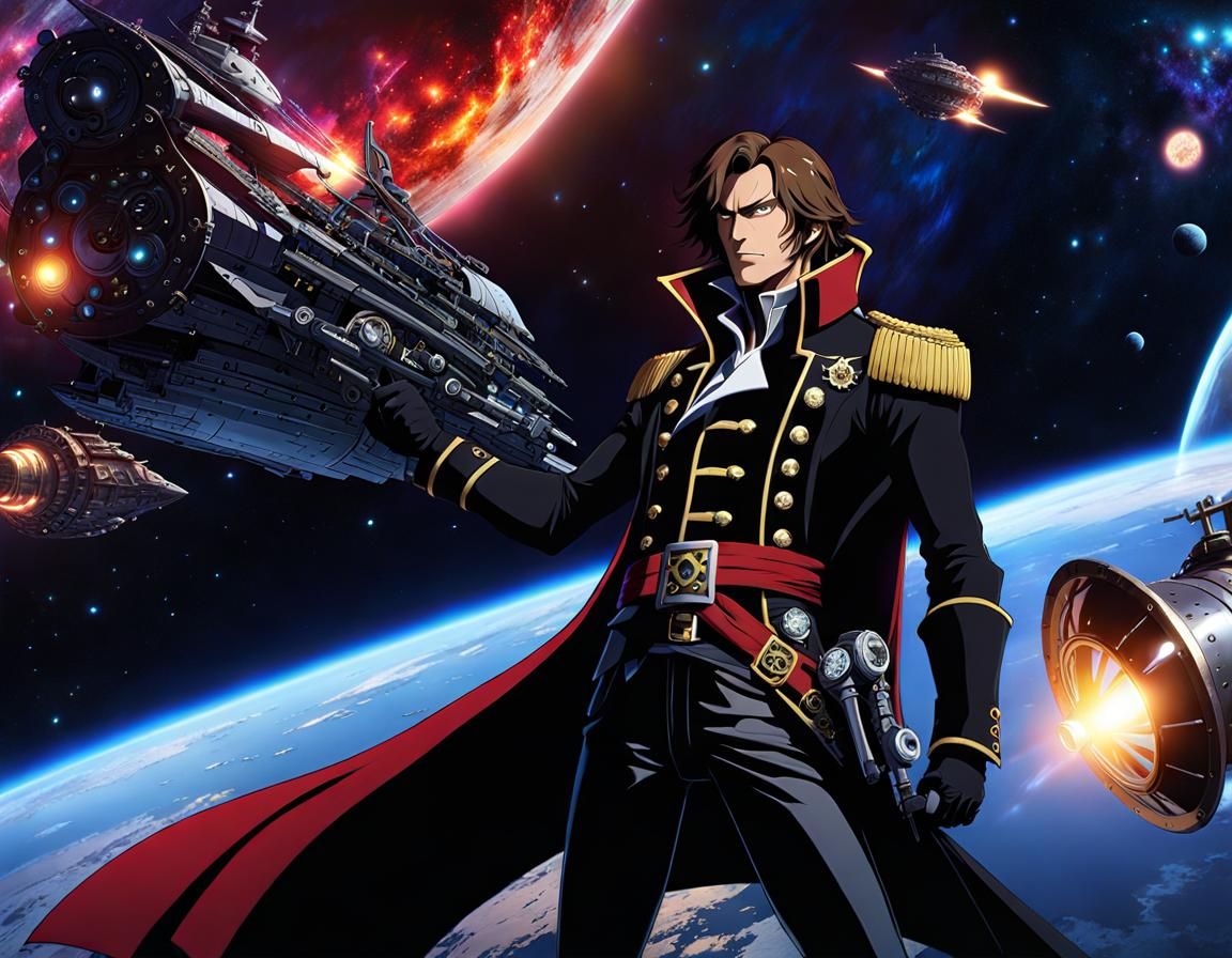 Space Pirate Captain in Steampunk Galaxy