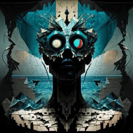 Surreal Fragmented Face in Digital Collage