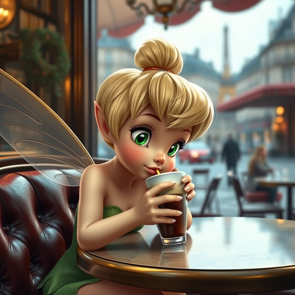 Tinkerbell Drinks Coffee in Paris
