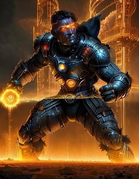 Radioactive Gladiator Wrestler in Aetherpunk Comic Style