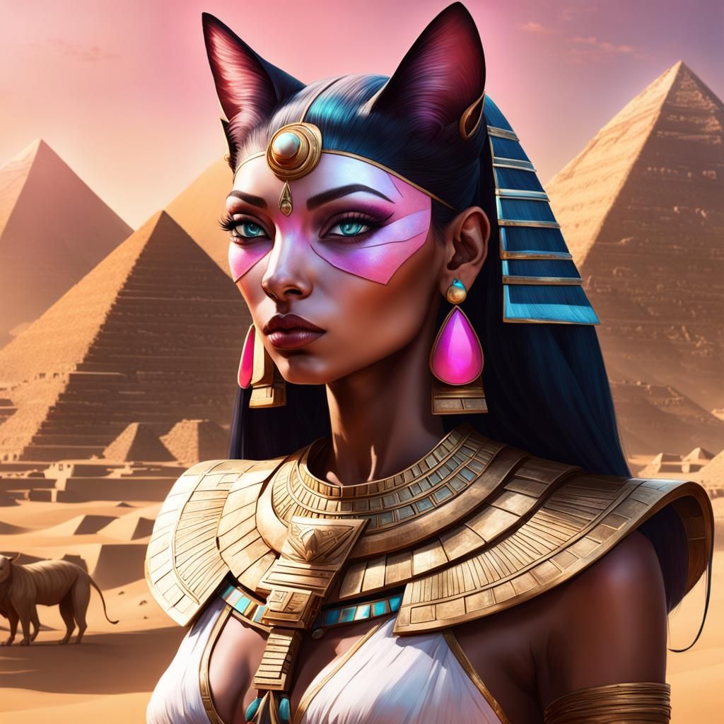 Egyptian Princess With a Three-Eyed Cat