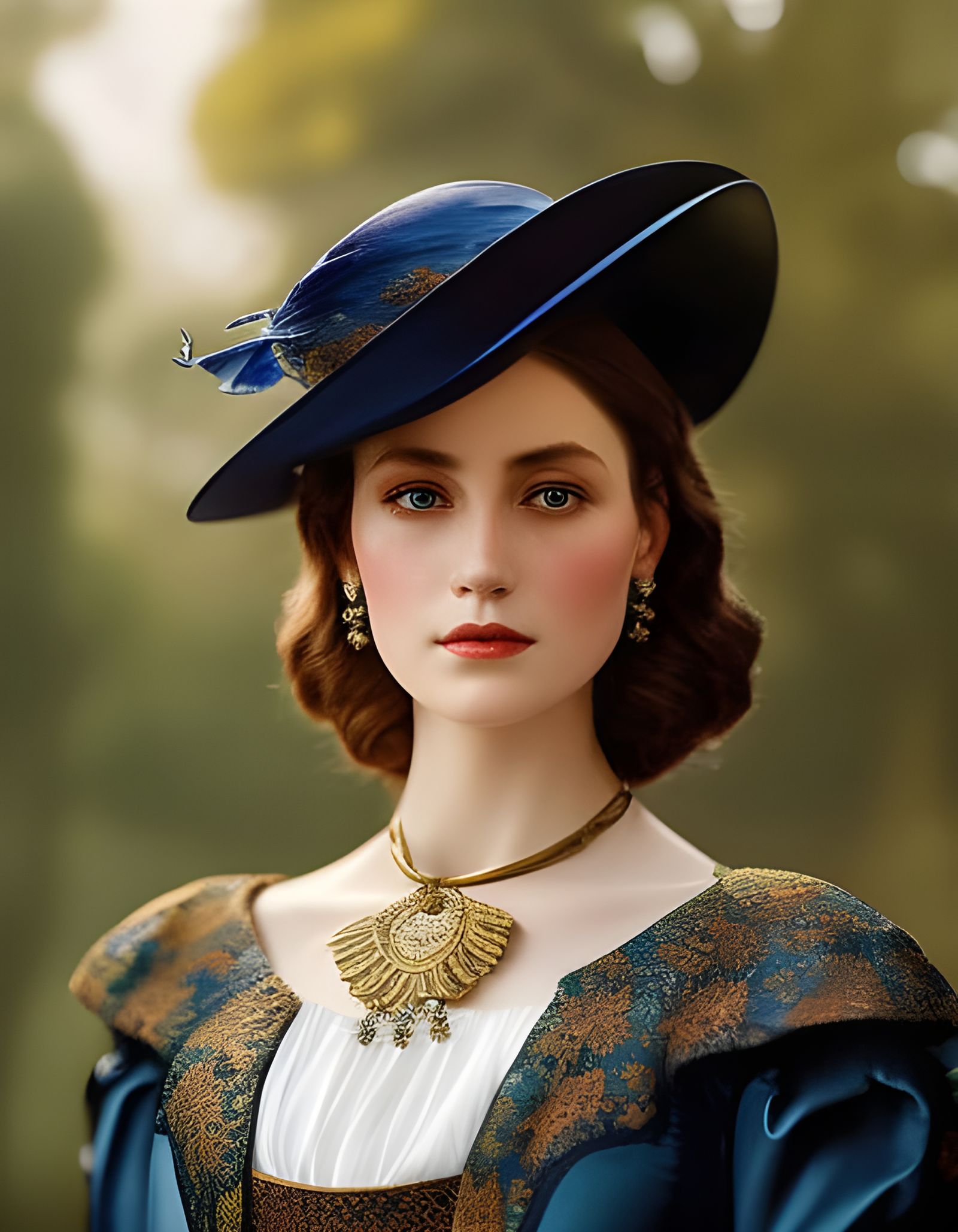 Elegant Victorian Lady in a Park Setting