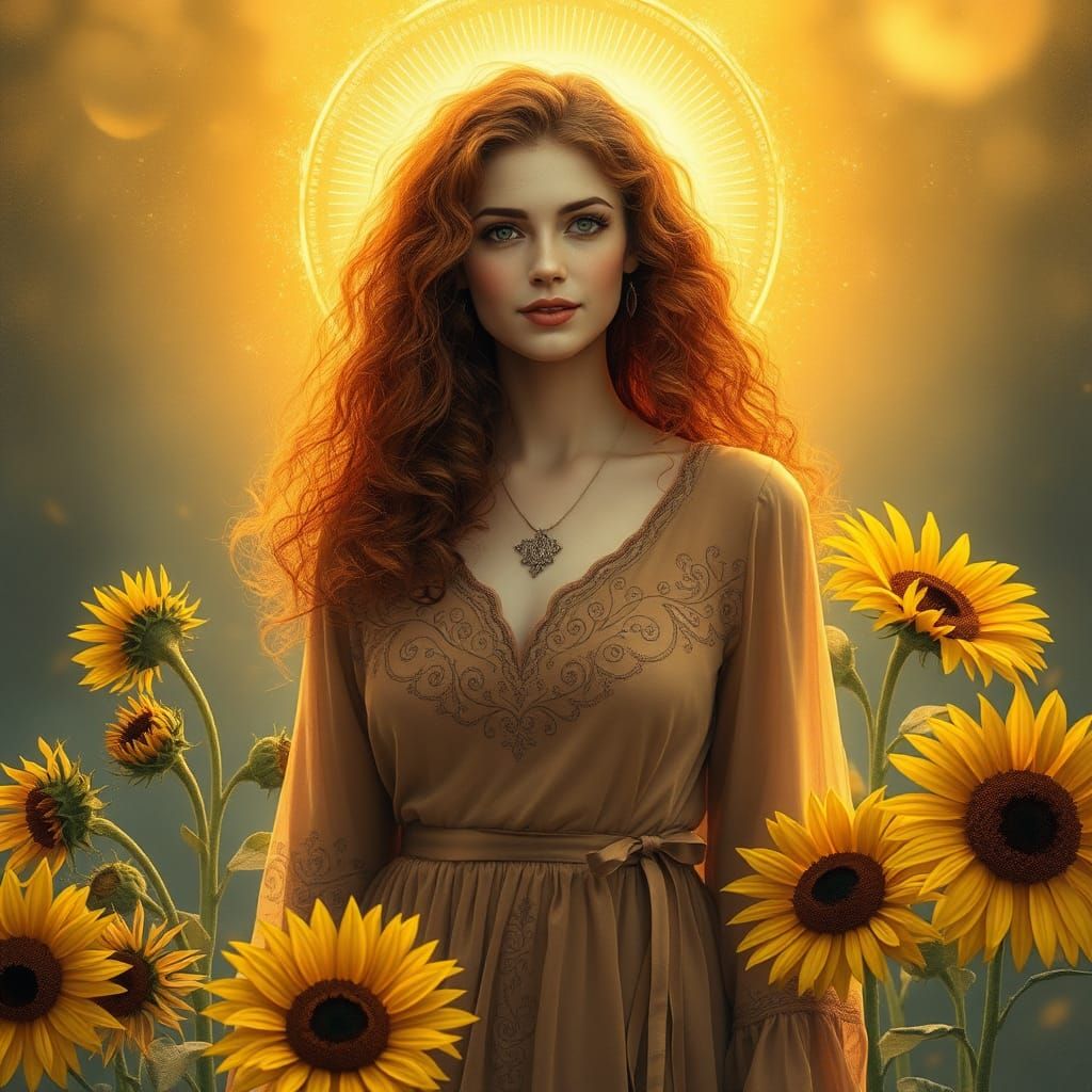 Autumn Goddess Portrait in Pre-Raphaelite Style