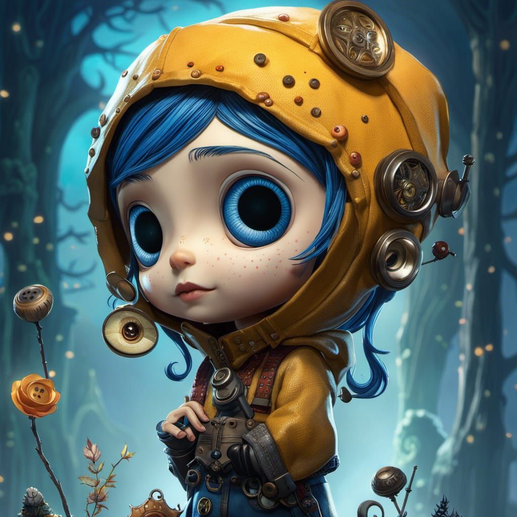 Chibi Coraline Portrait: Fantasycore Digital Art
