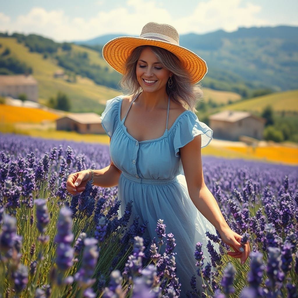 Lavender Harvest in Provence: Impressionistic Style