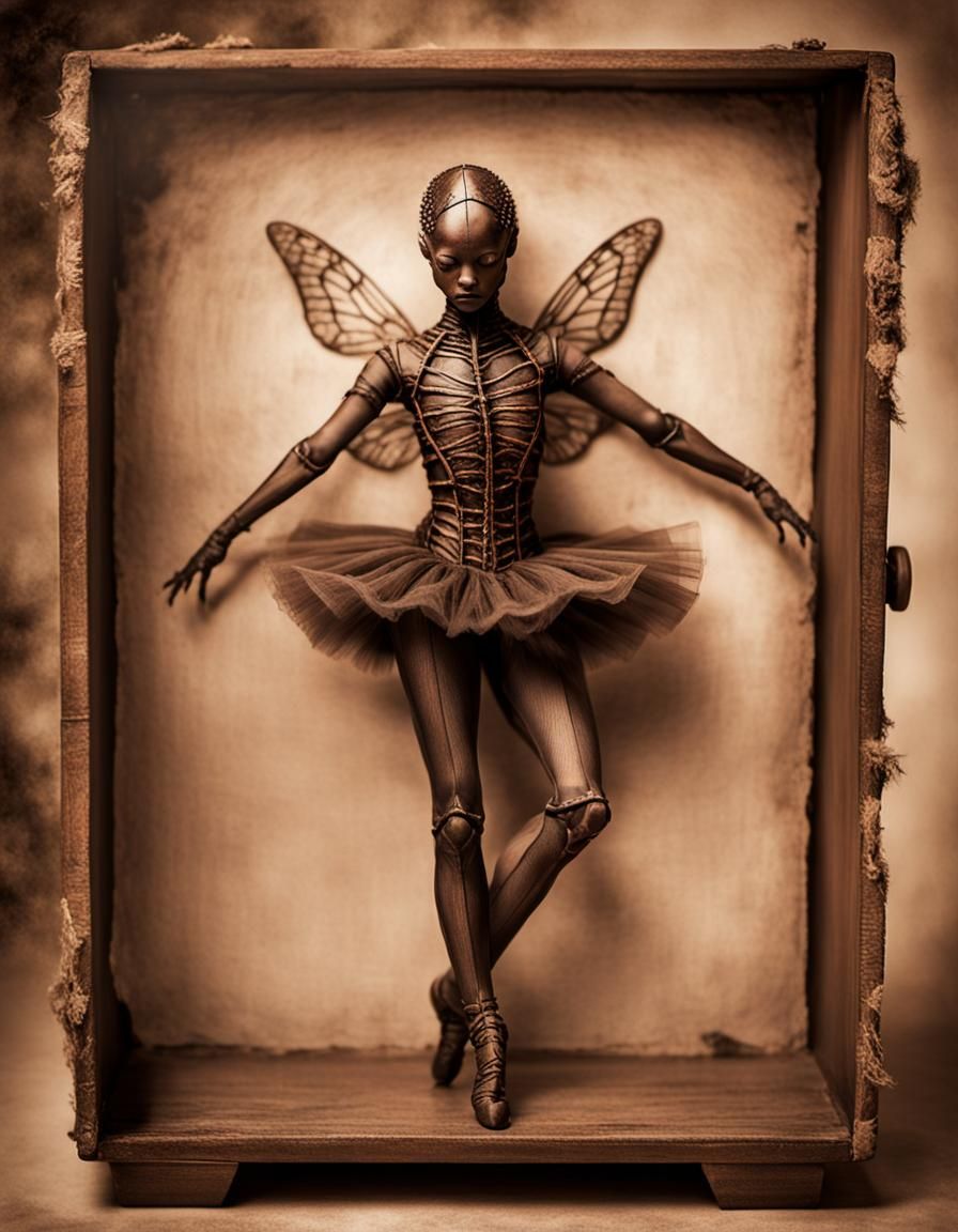 Insect Ballerina Dances in Sepia Tones