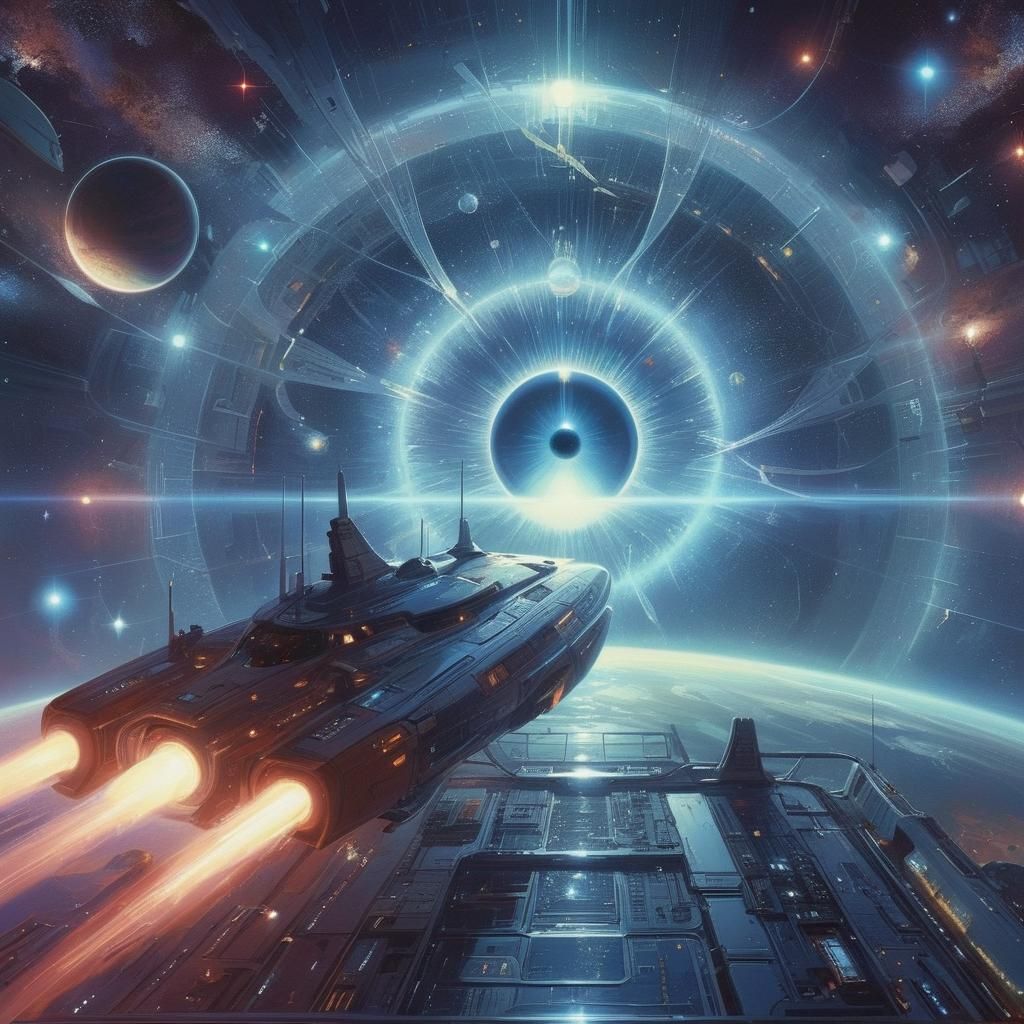 Futuristic Spaceship and Celestial Eye in Space