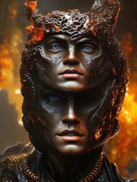 Lava Anakin Skywalker Portrait in Hyperrealistic Detail