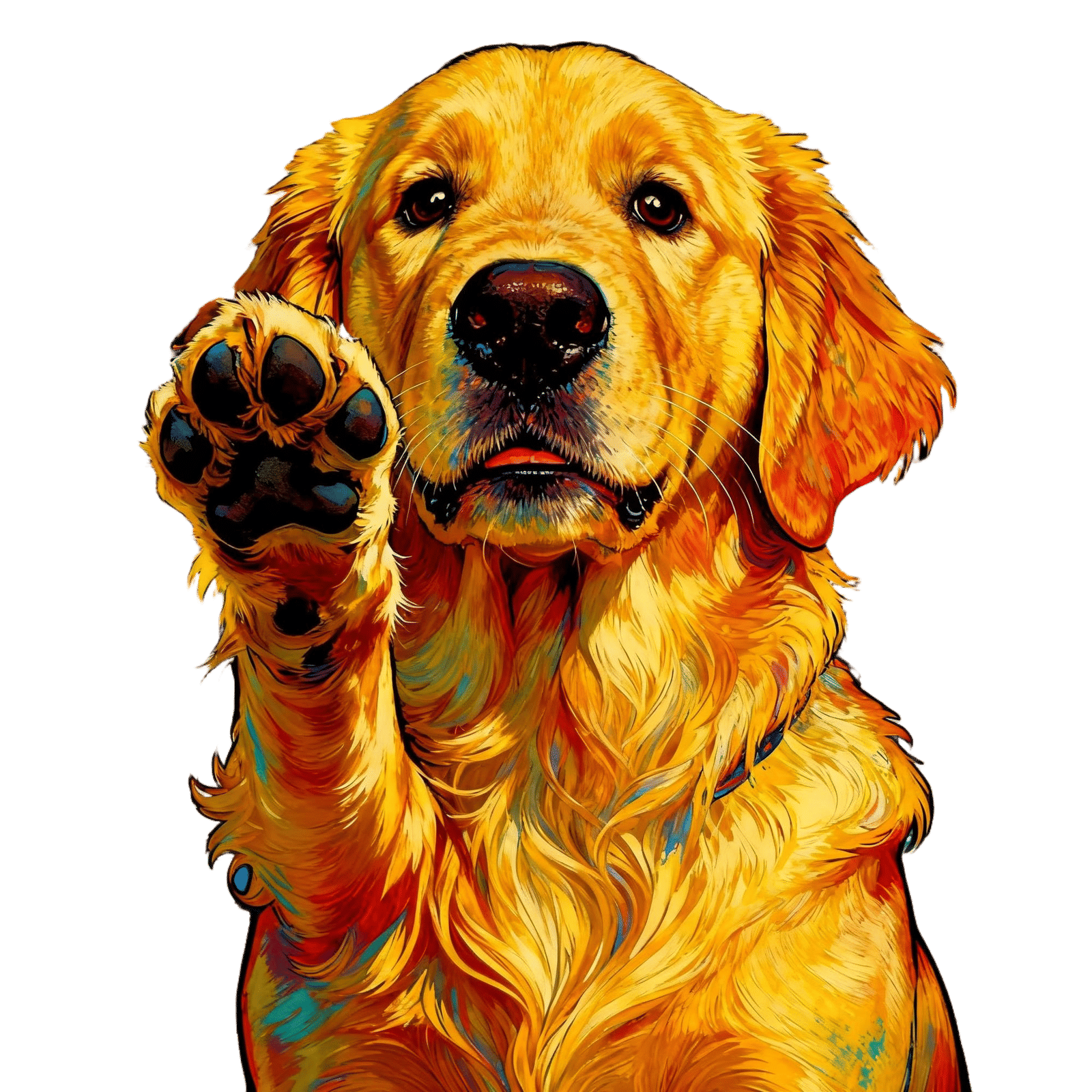 High Contrast Dog Portrait with 'Wash Your Paws' Text