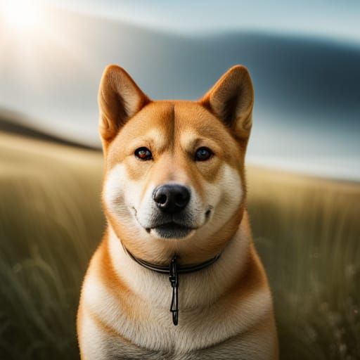 Shiba Inu Portrait in Warm Sunlight, Professional Photograph...
