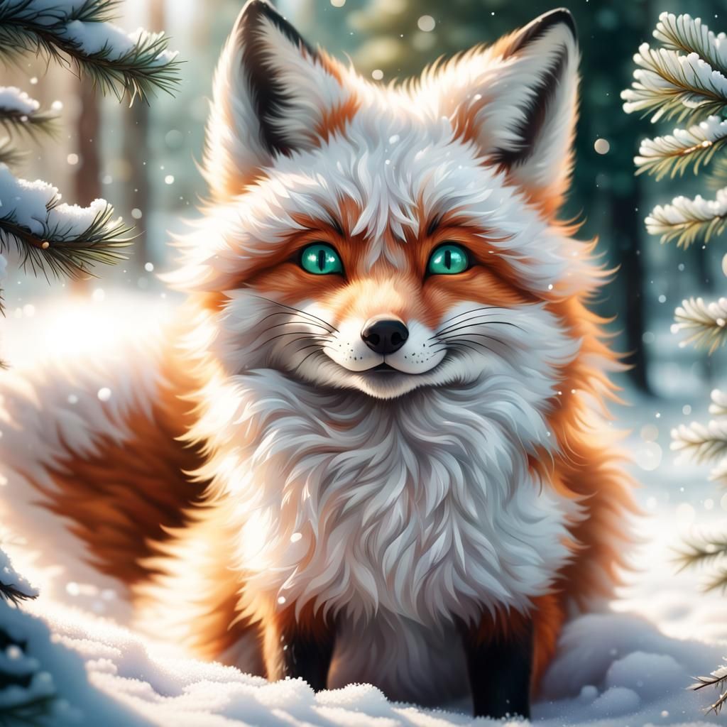 A Charming Fox Surrounded by Winter's Beauty