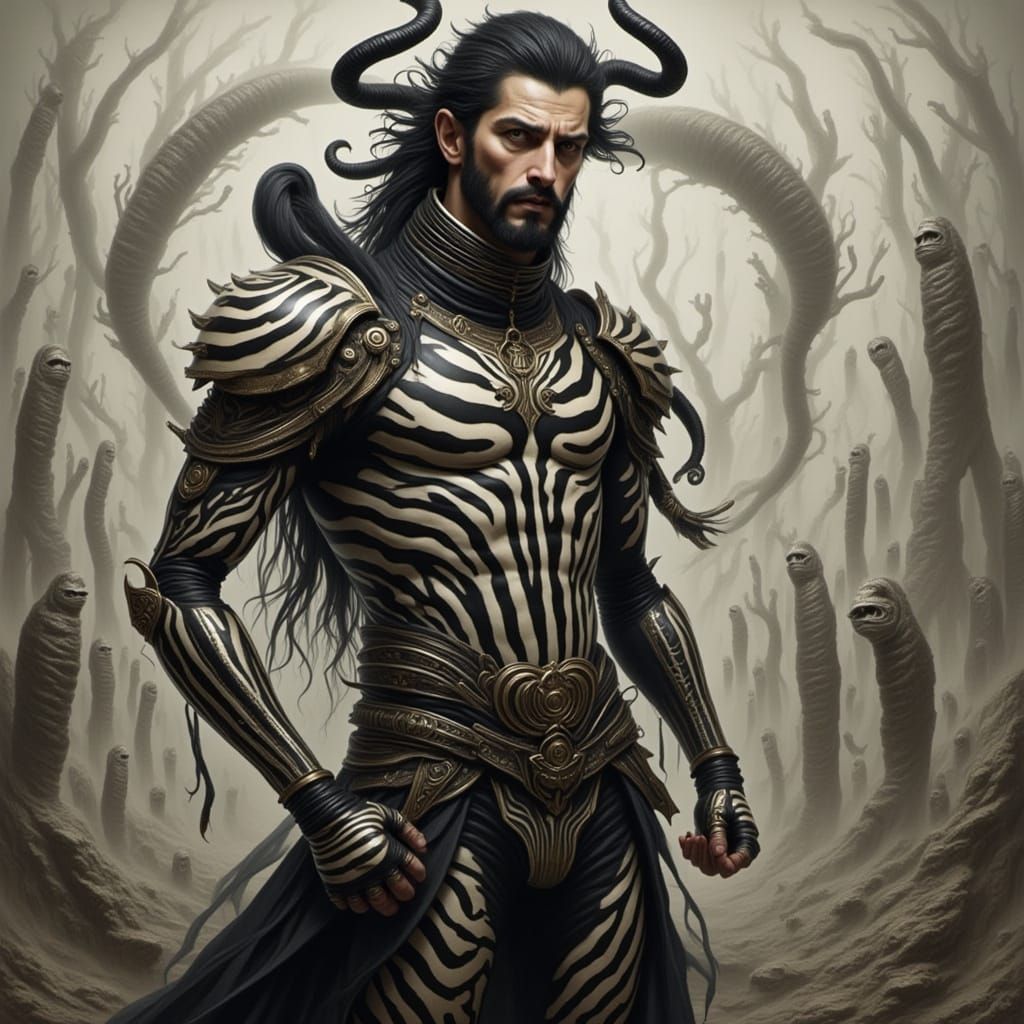 Handsome Man in Zebrpunk Style