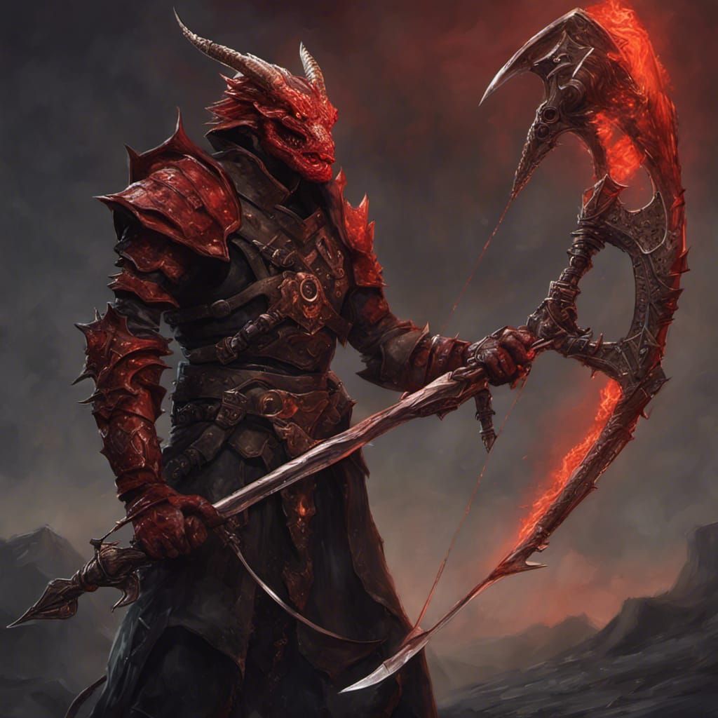Dragonborn Warrior with Scythe and Crossbow