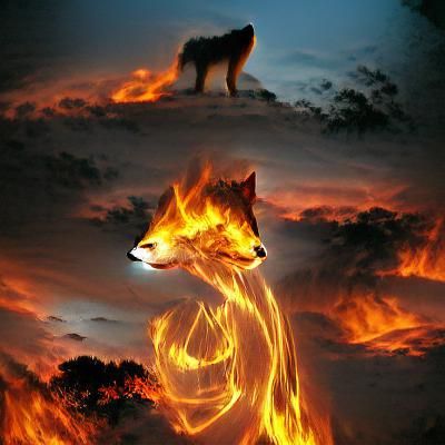 Fiery Wolf: A Masterpiece of Wildfire