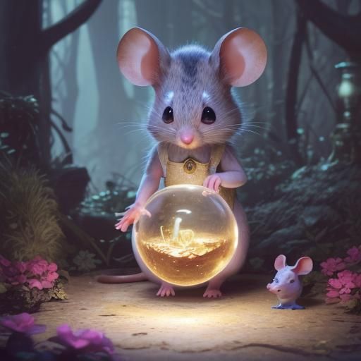 Sweet Mouse in Enchanted Countryside: 3D Digital Art
