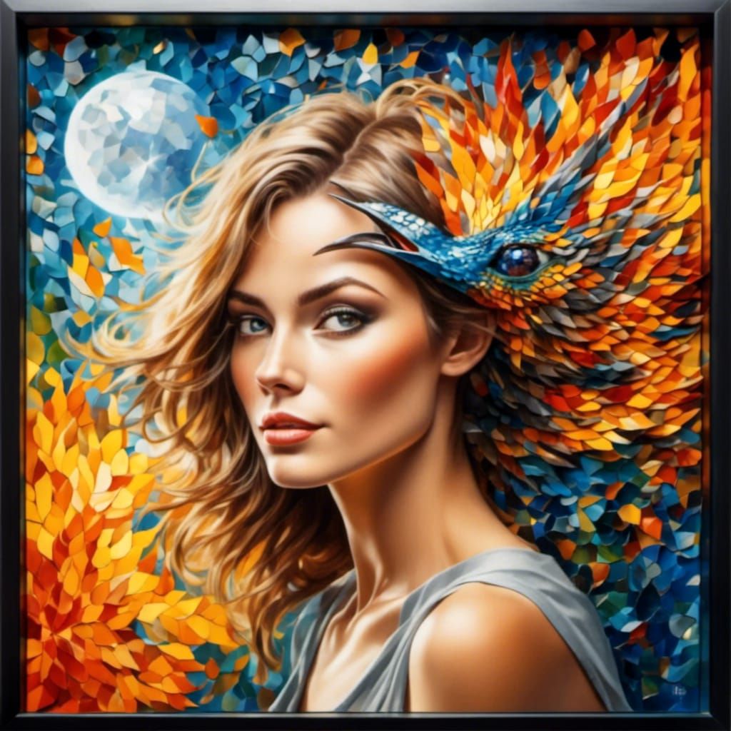 Happy Woman Portrait with Grey Eyes in 3D