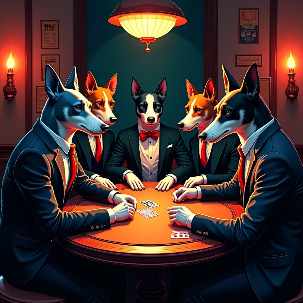 Dogs Playing Cards in Pop Art Style