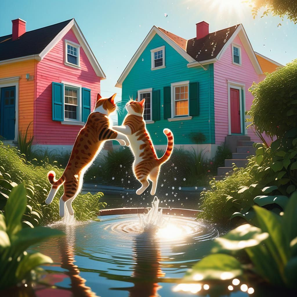 Joyful Children in Water Pit, Fantasy Concept Art