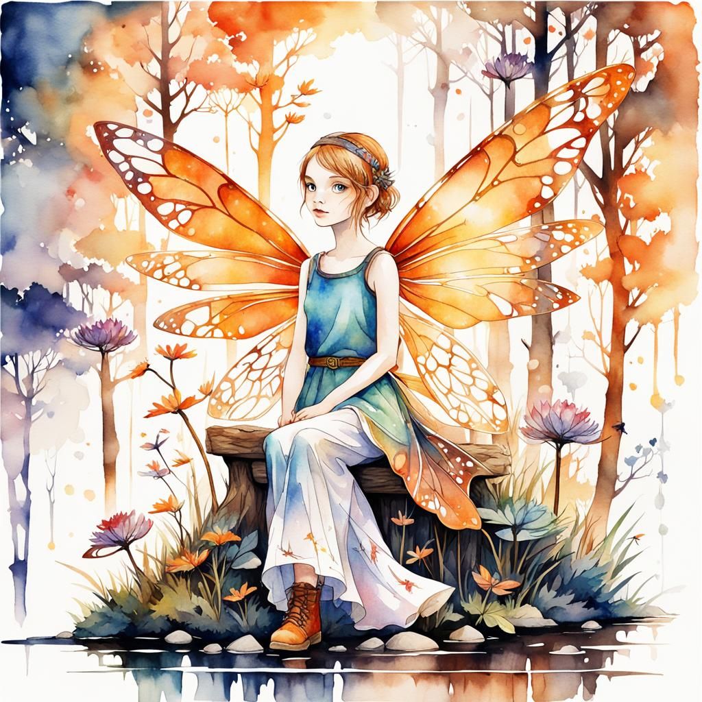 Enchanted Woodland Pixie with Dragonfly Wings