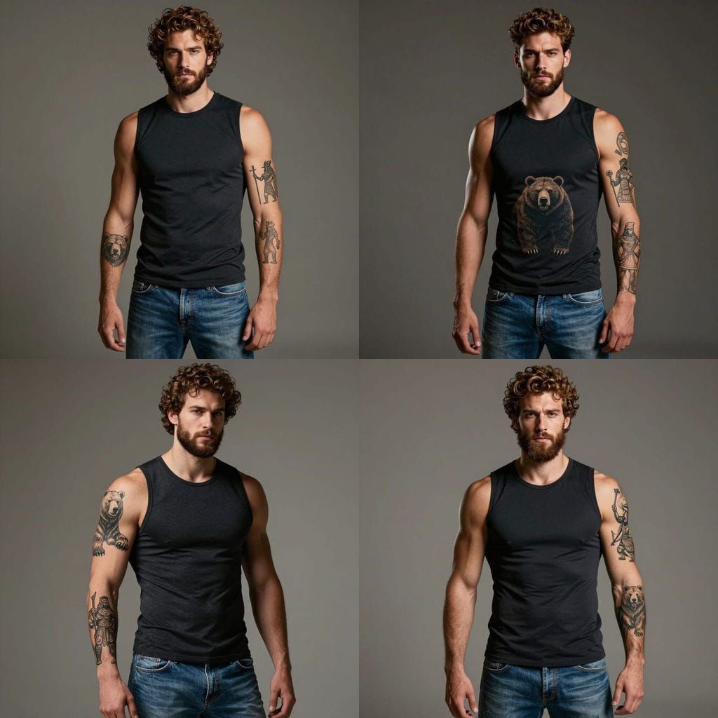 Cinematic Portrait: Muscular Man with Detailed Tattoos