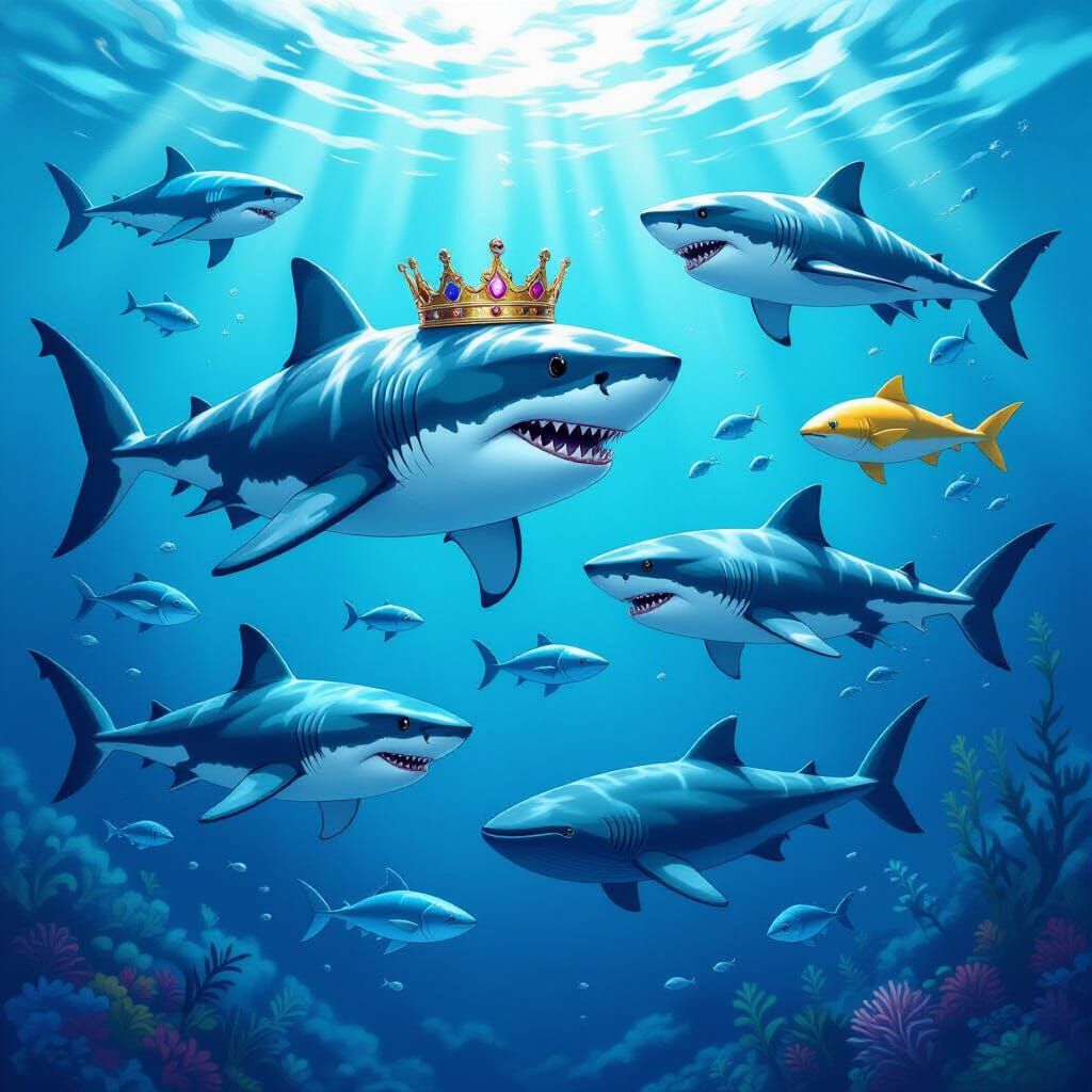 Megalodon's Jeweled Crown: A Shark Gathering
