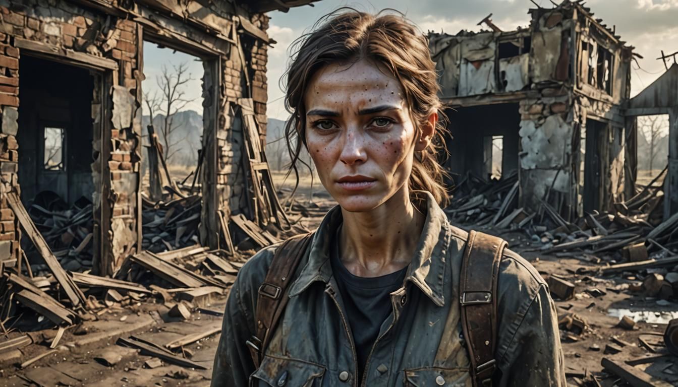 Post-Apocalyptic Woman in Ruins: Airbrush Painting