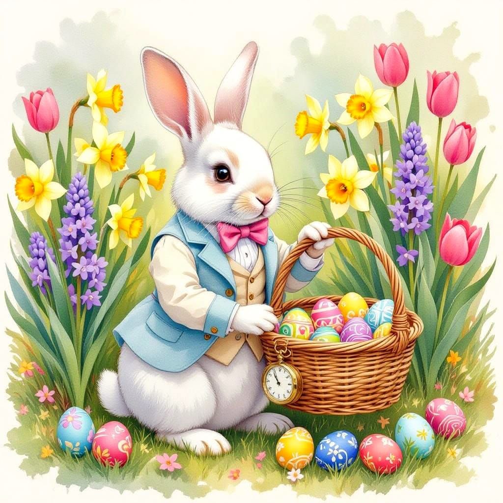 Whimsical Easter Wonderland in Watercolor