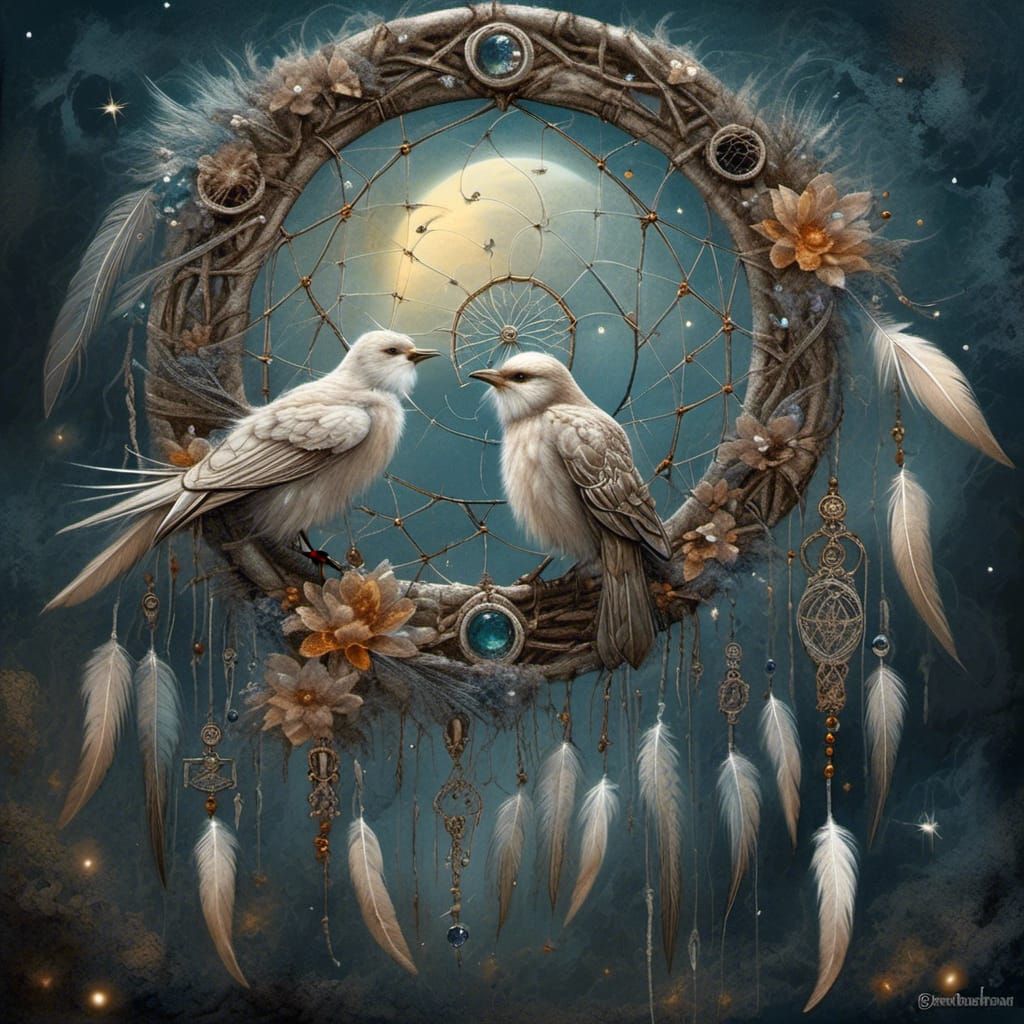 Dreamcatcher Under Moonlight with Ethereal Dreams