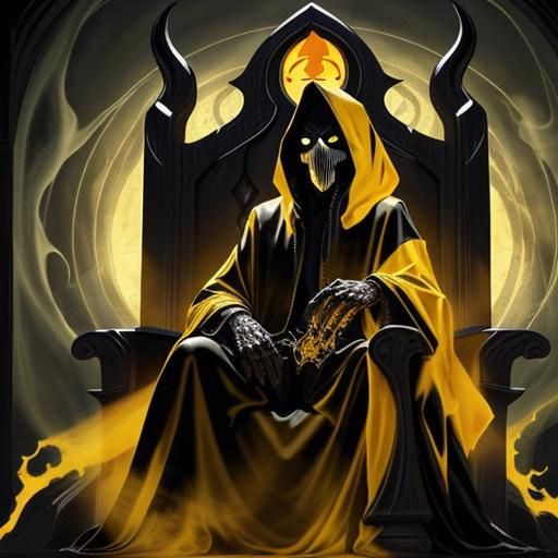 Eldritch God Hastur on Throne in Yellow Robe