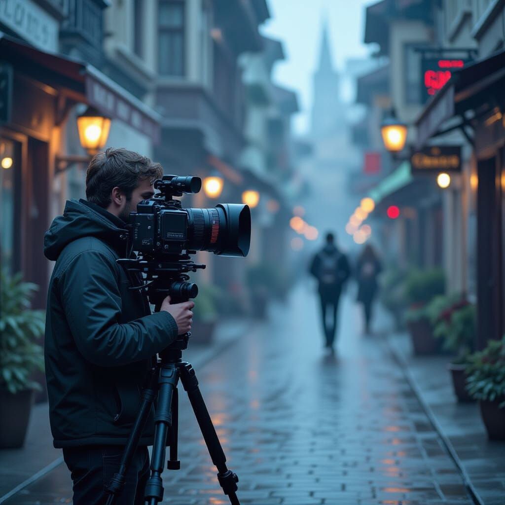 Cinematic Film Still with Grain and Vignette