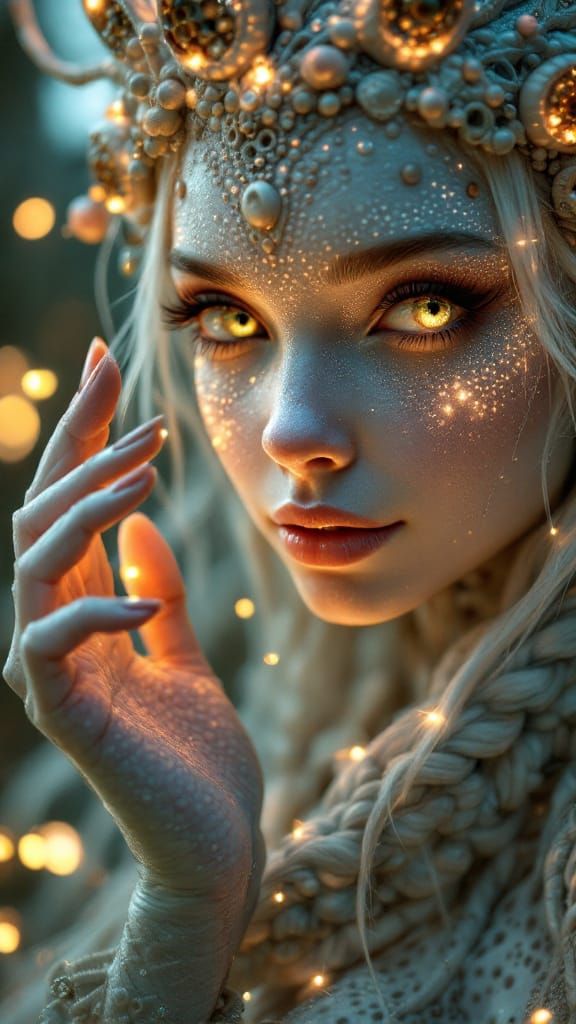 Surreal Fairy Queen Portrait With Trypophobia Textures