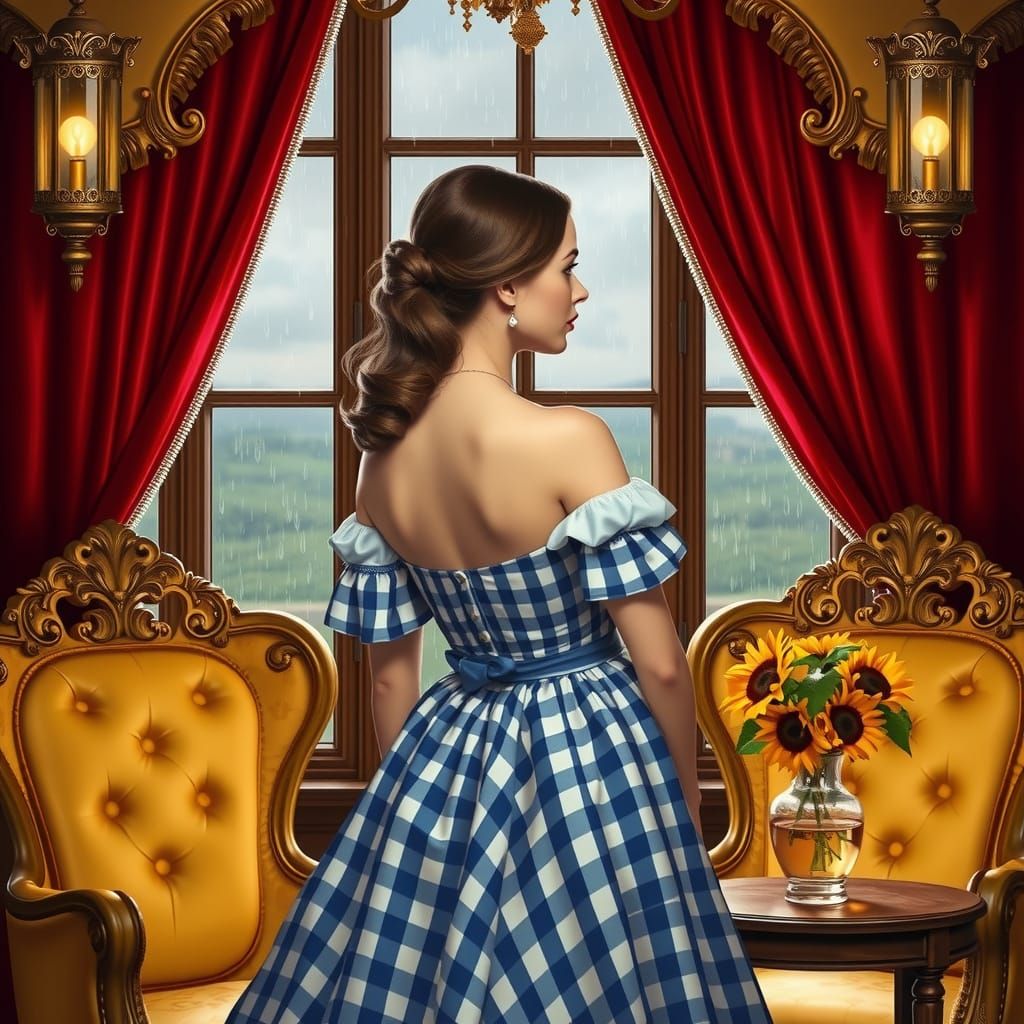 Elegant Victorian-Inspired Portrait of a Young Woman in a St...