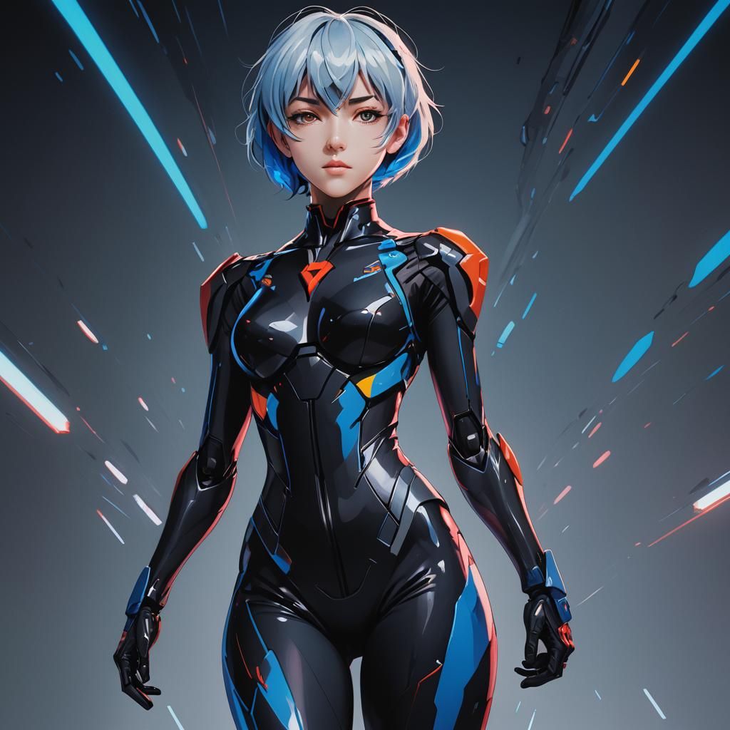 Rei Ayanami in Black Plugsuit, Anime Art