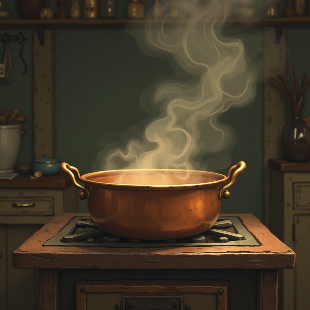 Warmth of an Antique Copper Pot in a Cozy Studio