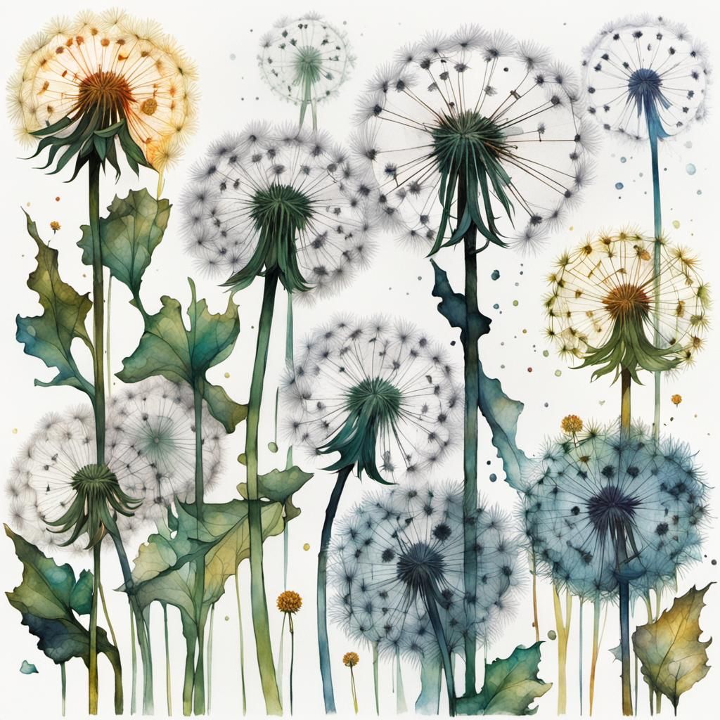 Dandelion Seed Head in Illustrative Style