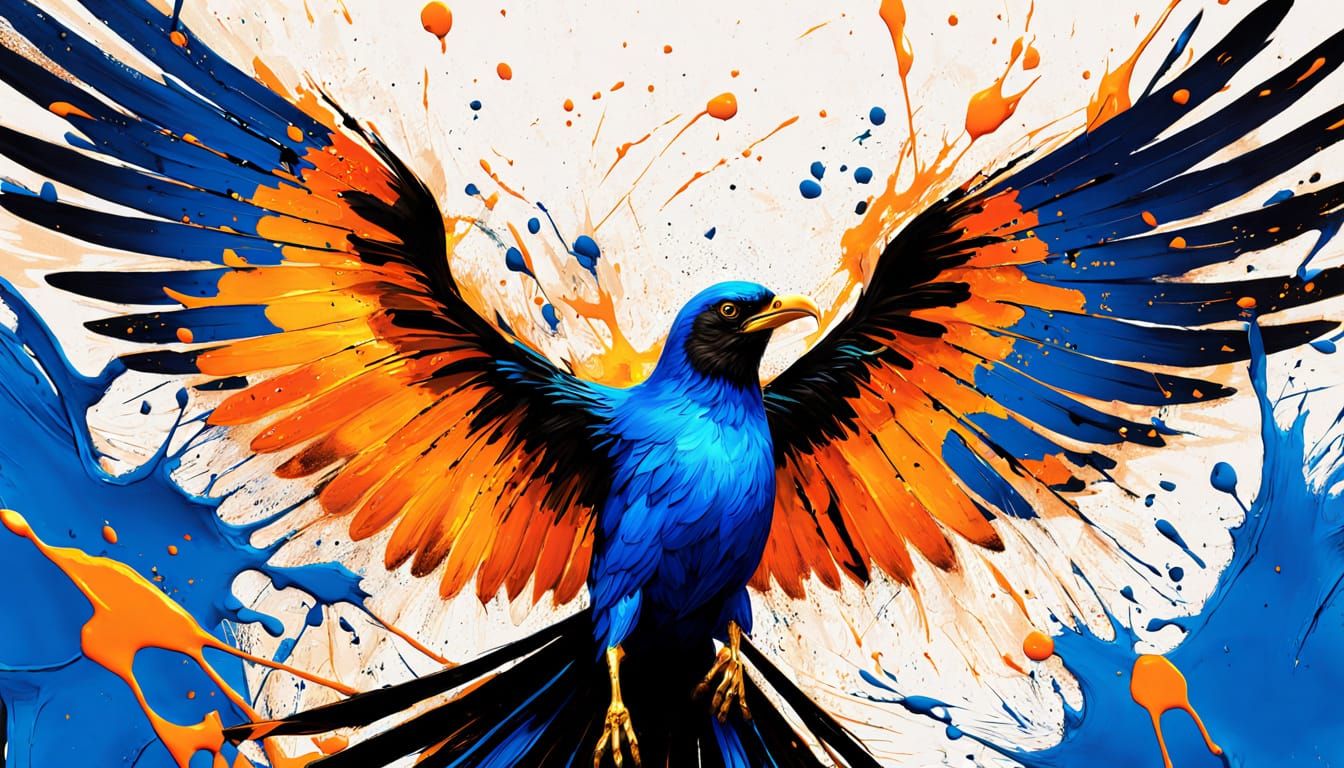 Abstract Maniac Bird with Expressionist Brushstrokes