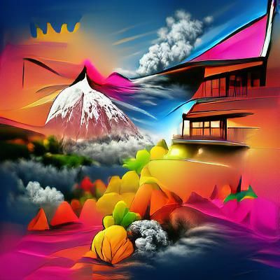Colorful Serene View of Mount Fuji