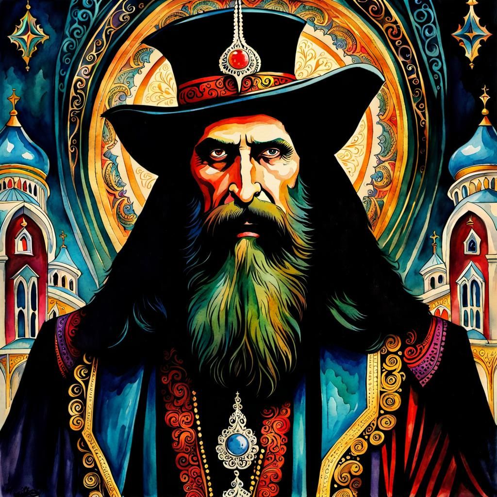 Sinister Gregori Rasputin as Watercolor Magician