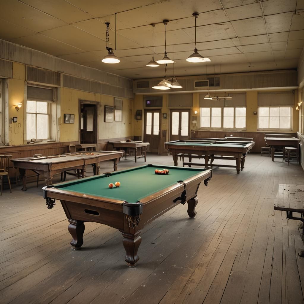 Eerie Pool Room: Nostalgic Photo of Infinite Space