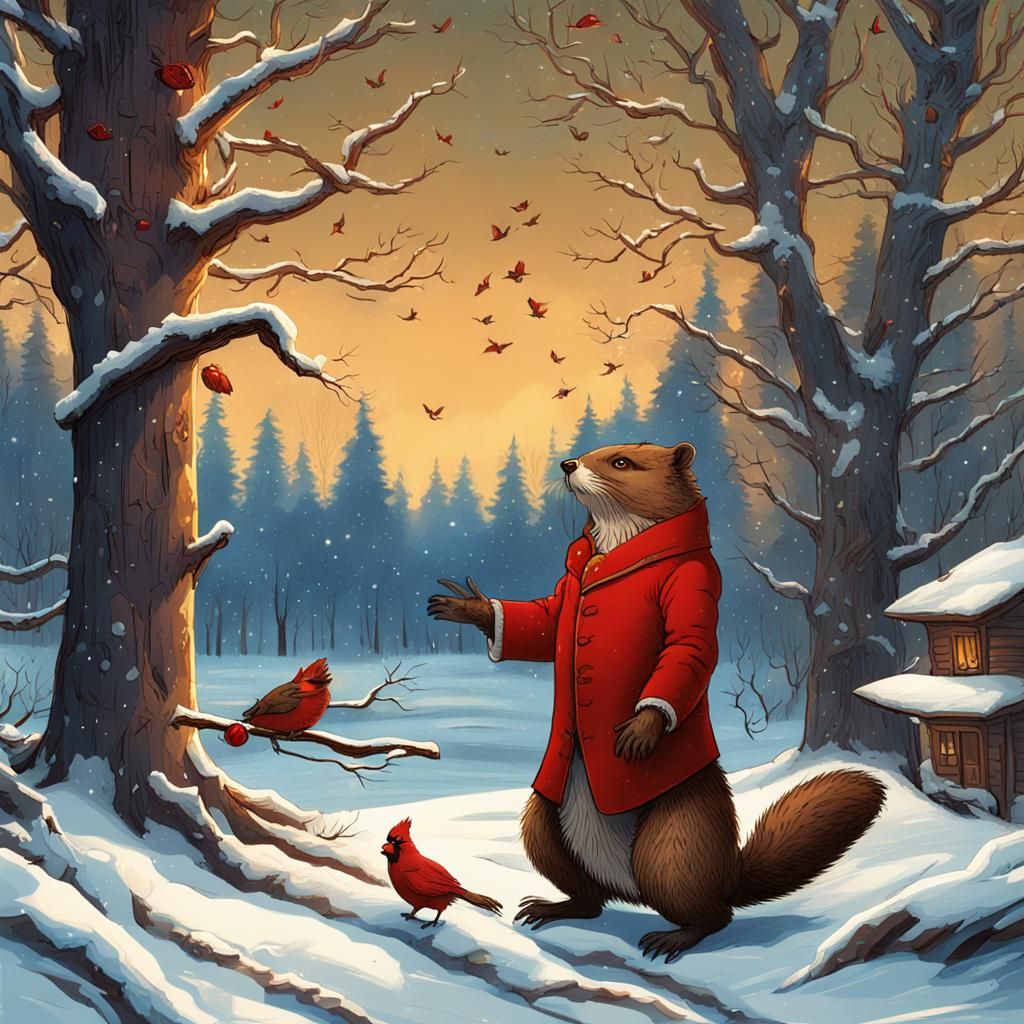 Startled Victorian Man and Cartoon Beaver Shenanigans