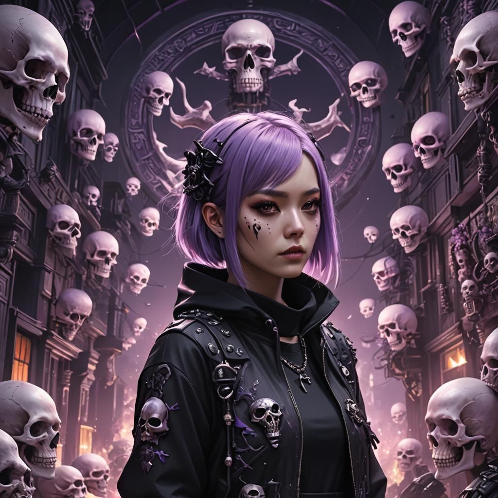 Kuromi Inspired Girl with Purple Hair