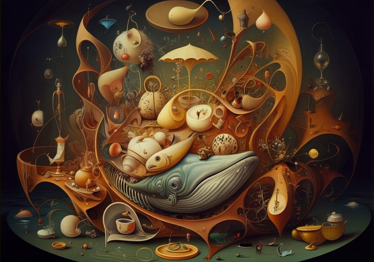 Surrealist Oil Painting: Bizarre Assemblage of Dreams