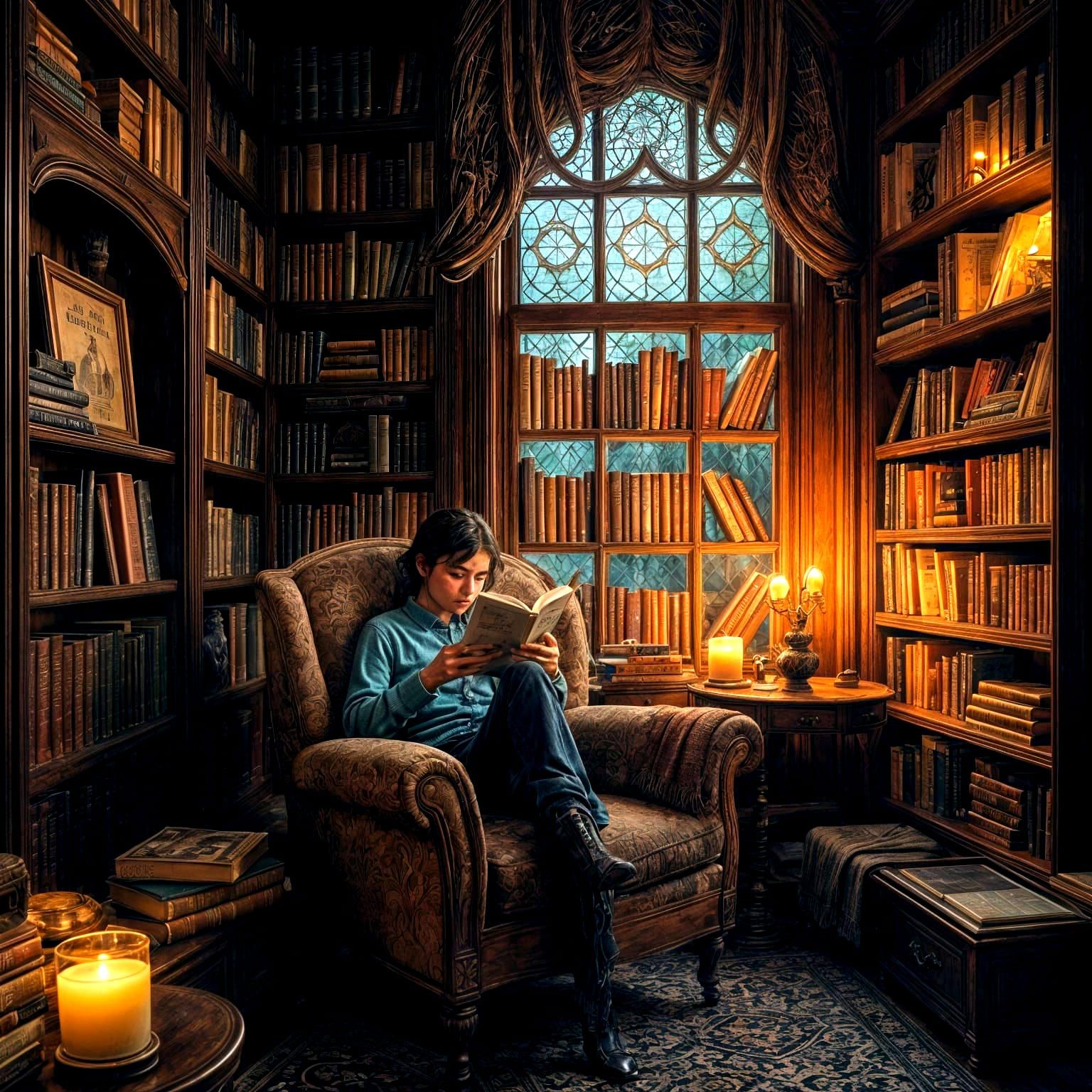 Enchanting Library with Cozy Reading Nooks
