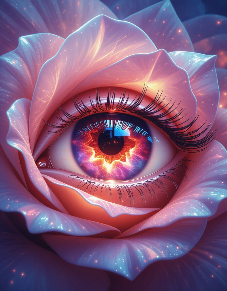 Cosmic Eyes Glowing Red Like Glass Roses
