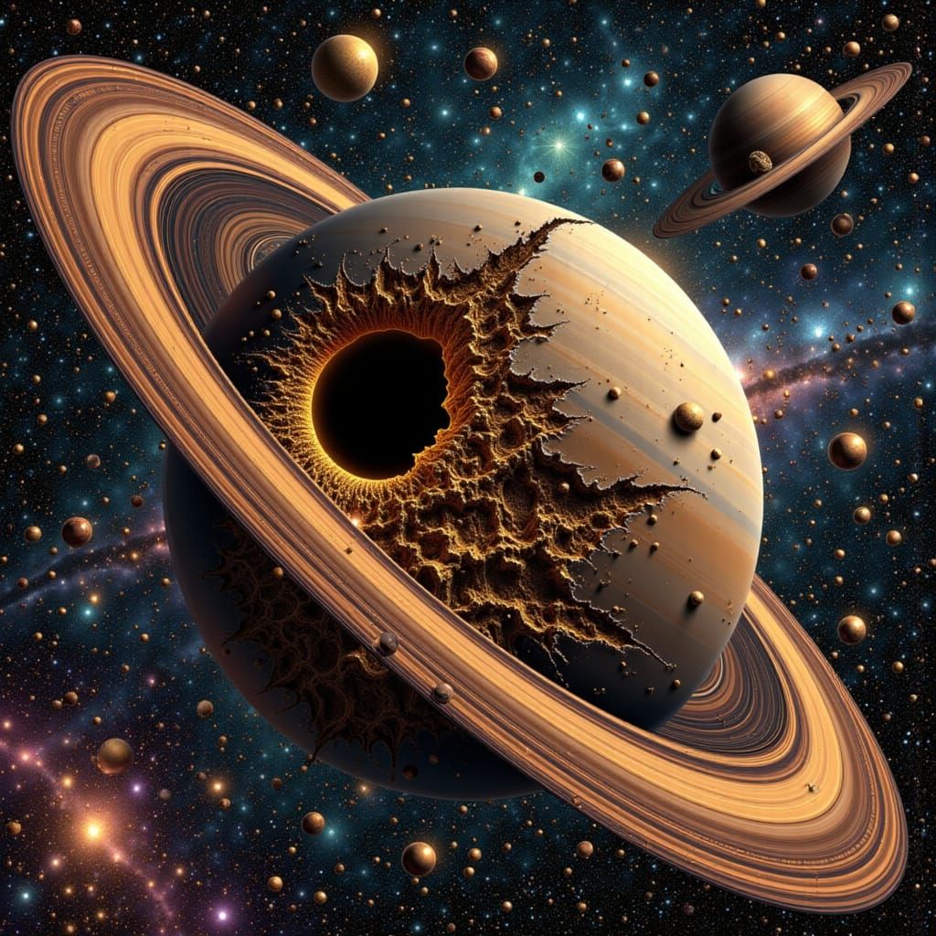 Cracked Ringed Planet Reveals Cosmic Sock Dryer