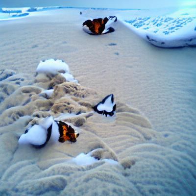 Snowy Beach Butterfly: A Winter Scene